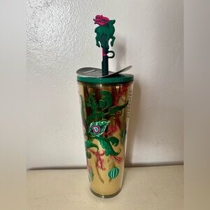Starbucks Christmas Reindeer Tumbler Holiday 2024 Silicone Straw Topper 24 Oz